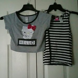 GIRL'S HELLO KITTY CROP TOP AND INNER TANK
